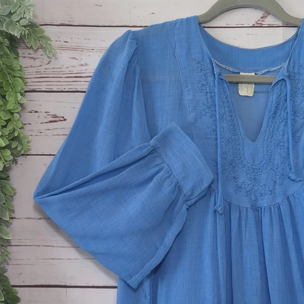 Vintage Trillium‎ Nightgown 50's Blue Sheer Prairie Union Made Cottagecore Small